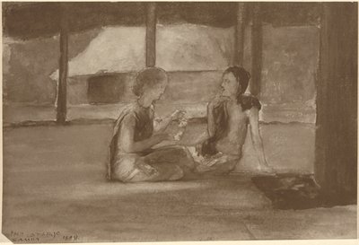 Filles dans une hutte samoane - John La Farge