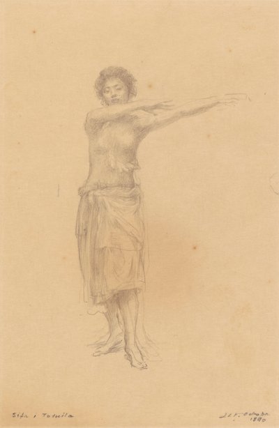 Taupo dansant le Siva debout, Samoa - John La Farge