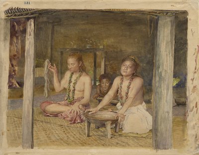 Siva avec Siakumu préparant du kava dans la maison de Tofae, vers 1893 - John La Farge or Lafarge