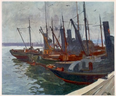 Dragueurs de mines dans le port, des artistes britanniques au front, continuation du front occidental, 1918 - John Lavery