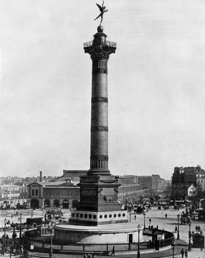 Place de la Bastille à Paris avec la colonne de Juillet construite en 1834 - John Lawson Stoddard