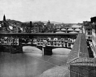 Le Ponte Vecchio à Florence, Italie, vieux pont sur le fleuve Arno - John Lawson Stoddard