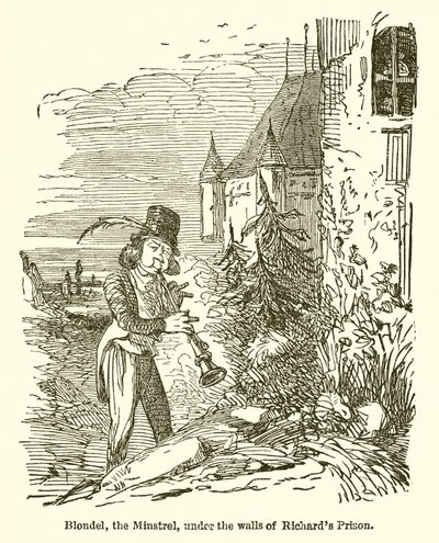 Blondel, le ménestrel, sous les murs de la prison de Richard - John Leech