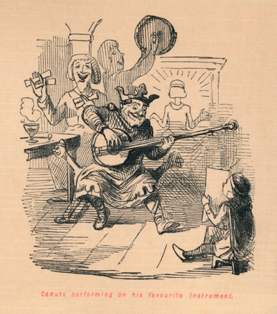 Canute jouant de son instrument préféré, c. 1860 - John Leech