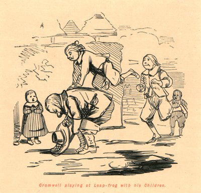 Cromwell jouant à saute-mouton avec ses enfants, 1897 - John Leech