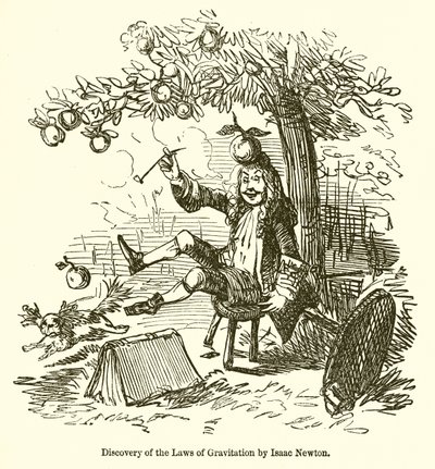 Découverte des lois de la gravitation par Isaac Newton - John Leech