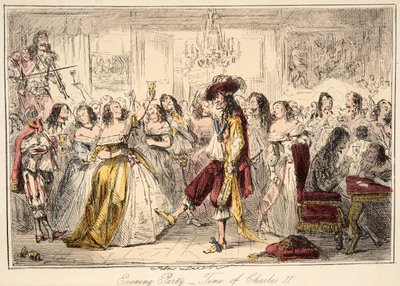 Soirée - Époque de Charles II, de The Comic History of England, pub. 1864 - John Leech