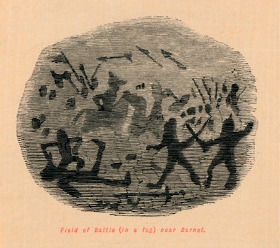Champ de bataille dans le brouillard près de Barnet - John Leech