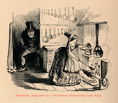 Gloucester, déguisé en policier, découvrant Lady Anne - John Leech