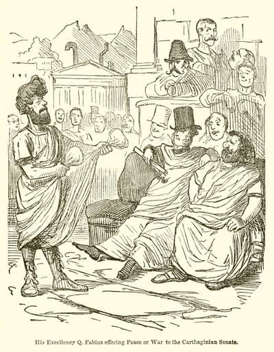 Son Excellence Q. Fabius offrant la paix ou la guerre au Sénat carthaginois - John Leech