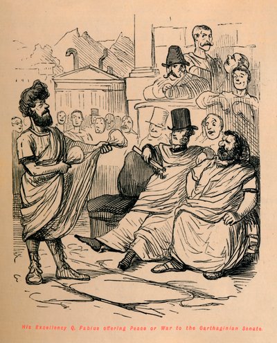 Son Excellence Q. Fabius offrant la paix ou la guerre au Sénat carthaginois, 1852 - John Leech