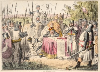 Le roi Jean signant la Magna Carta, de The Comic History of England, pub. 1864 - John Leech