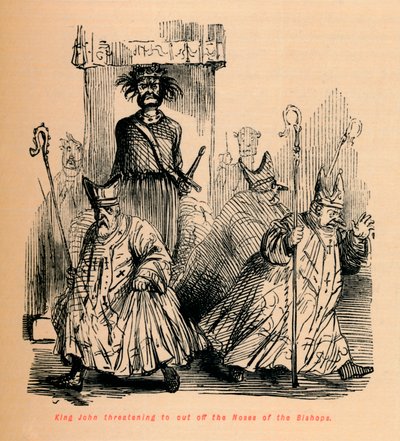 Le roi Jean menaçant de couper les nez des évêques - John Leech
