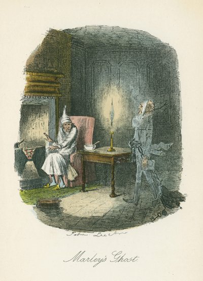 Le fantôme de Marley apparaissant à Scrooge. Illustration de John Leech (1817-64) pour Charles Dickens Un chant de Noël, Londres 1843-1844. - John Leech