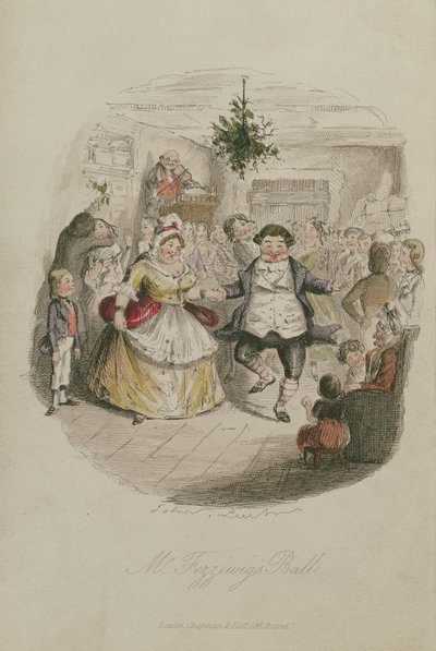 Le bal de Mr Fezzywig, illustration de Un chant de Noël par Charles Dickens, pub.1843 - John Leech
