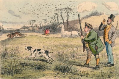 M. Jogglebury Crowdey avec son chien et son fusil, vers 1860 - John Leech