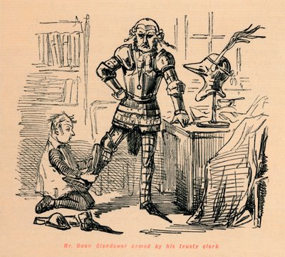 M. Owen Glendower armé par son fidèle clerc - John Leech