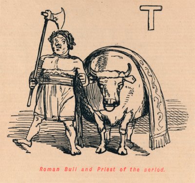 Taureau romain et prêtre de l