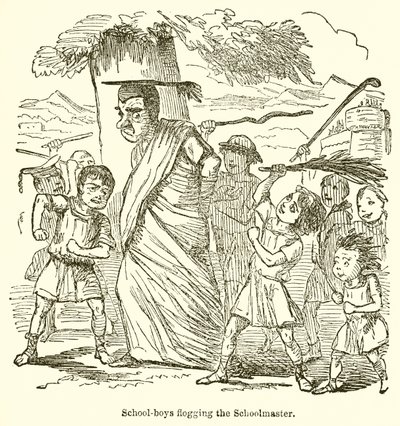 Écoliers fouettant le maître d