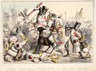 Combat terrible entre Richard Cœur de Lion et Saladin, de The Comic History of England, pub. 1864 - John Leech