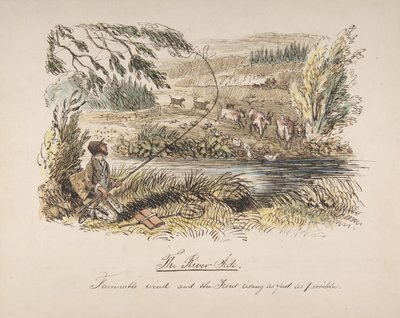 La rivière, vent favorable et la truite montant aussi vite que possible, 1830-64 - John Leech