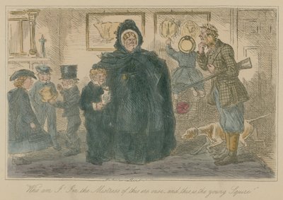 Qui suis-je ! Je suis la maîtresse de cette maison - et voici le jeune écuyer - John Leech