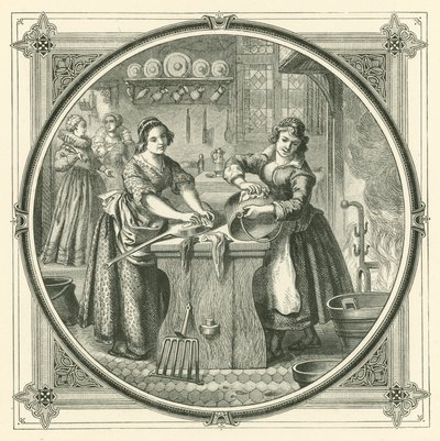 Quand les domestiques négligents deviennent ordonnés, ils polissent le fond des casseroles (gravure) - John Leighton