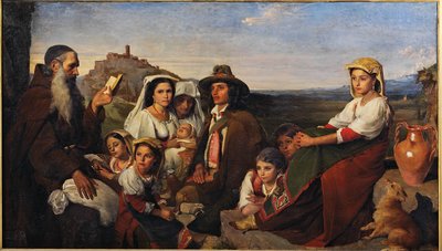 Un sermon, un moine prêchant dans la campagne romaine - John Leslie