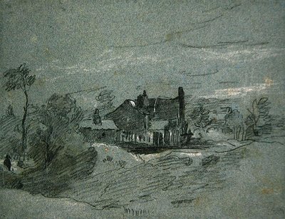 Un cottage dans un paysage boisé - John Linnell