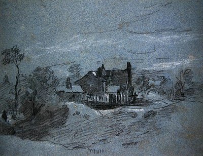 Un cottage dans un paysage boisé - John Linnell