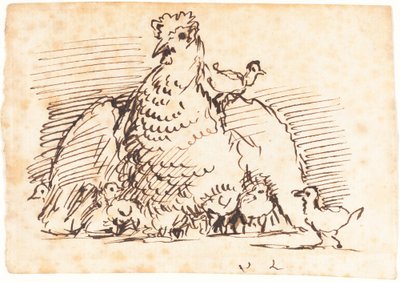 Poules et poussins - John Linnell