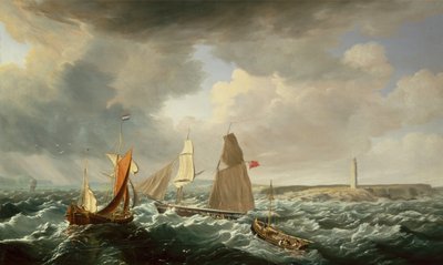 Une brigantine, un galiote néerlandais et des bateaux de pêche - John Lynn