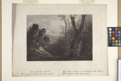 Satan contemplant Adam et Eve au Paradis (mezzotint) - John Marin