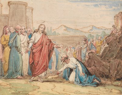 Un Vieil Homme Suppliant le Christ - John Martin