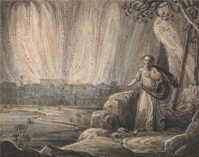 Loth fuyant Sodome - John Martin