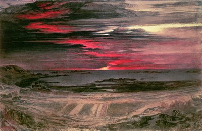 Coucher de soleil sur une baie rocheuse - John Martin