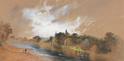 Les rives de la Tamise, en face de la villa de Pope - John Martin
