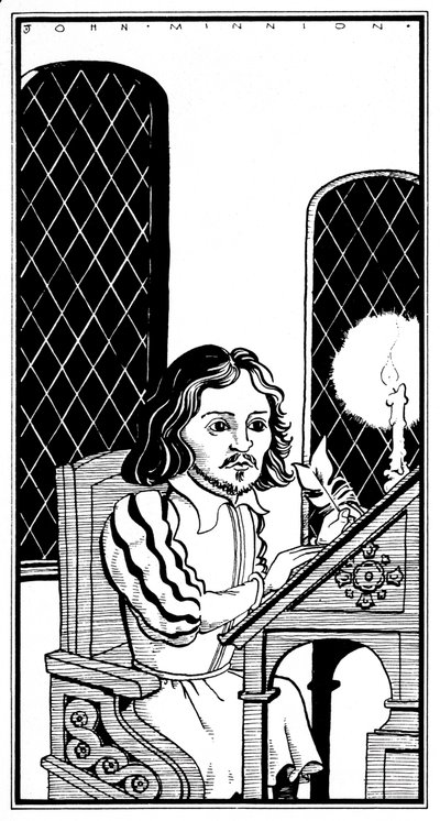 Thomas Tallis - caricature assis à son bureau - compositeur anglais - 30 janvier 1505 - 23 novembre 1585 - John Minnion