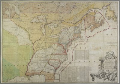 Carte des colonies britanniques aux États-Unis - John Mitchell