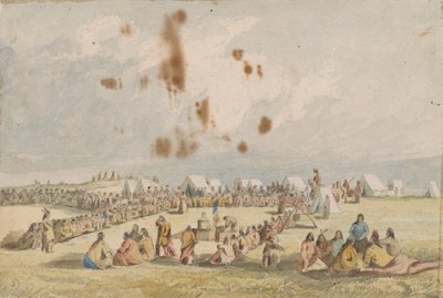 Distribution de biens aux Assiniboins - John Mix Stanley