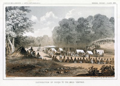 Distribution de biens aux Gros Ventres, pub. 1860 - John Mix Stanley