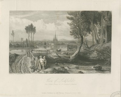 Lichfield - Vue Est: gravure sur acier, nd [c 1835] - John Murray
