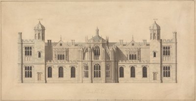 Corsham Court, Wiltshire : Élévation de la façade nord - John Nash