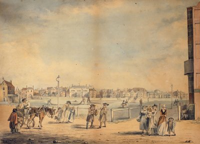 Brighton, montrant la Bibliothèque Circulante de Miss Widgett, Marlborough House, le Castle Inn et les Salles d