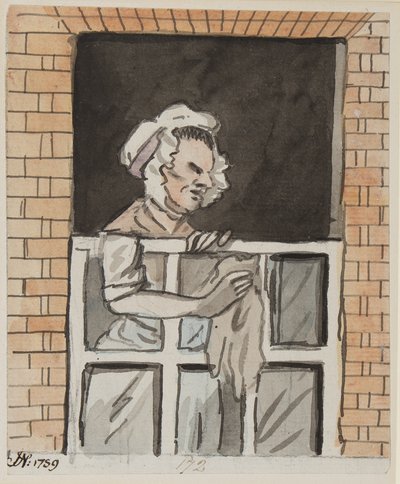 Femme de ménage nettoyant une fenêtre, 1789 - John Nixon