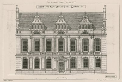 Conception pour la nouvelle salle de la sacristie, Kensington, Londres - John Oldrid Scott