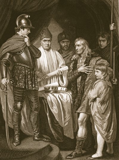 Baliol rendant sa couronne à Édouard Ier, gravé par J. Parker, illustration de 