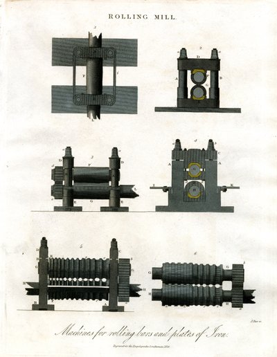 Laminoir : Illustration technique des machines à laminer le fer - John Pass
