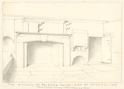 La cuisine à Fairfax House, High Street, Putney, 1887; résidence du Gent Cromwellien - John Phillipp Emslie