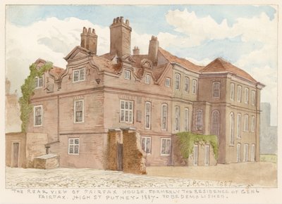 Vue arrière de Fairfax House, High Street, Putney, Londres, ancienne résidence du général Fairfax, 1887 - John Phillipp Emslie